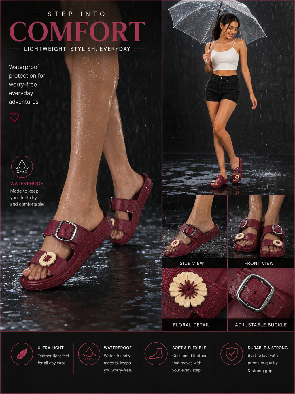 Lily Block Heels - Mehroon