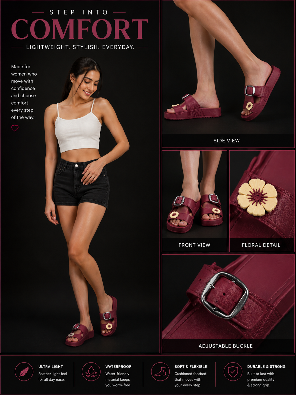 Lily Block Heels - Mehroon