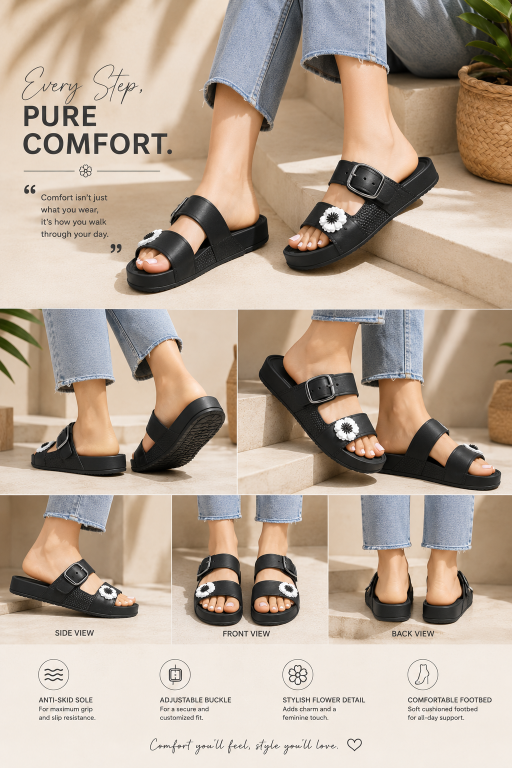 Lily Block Heels - Black