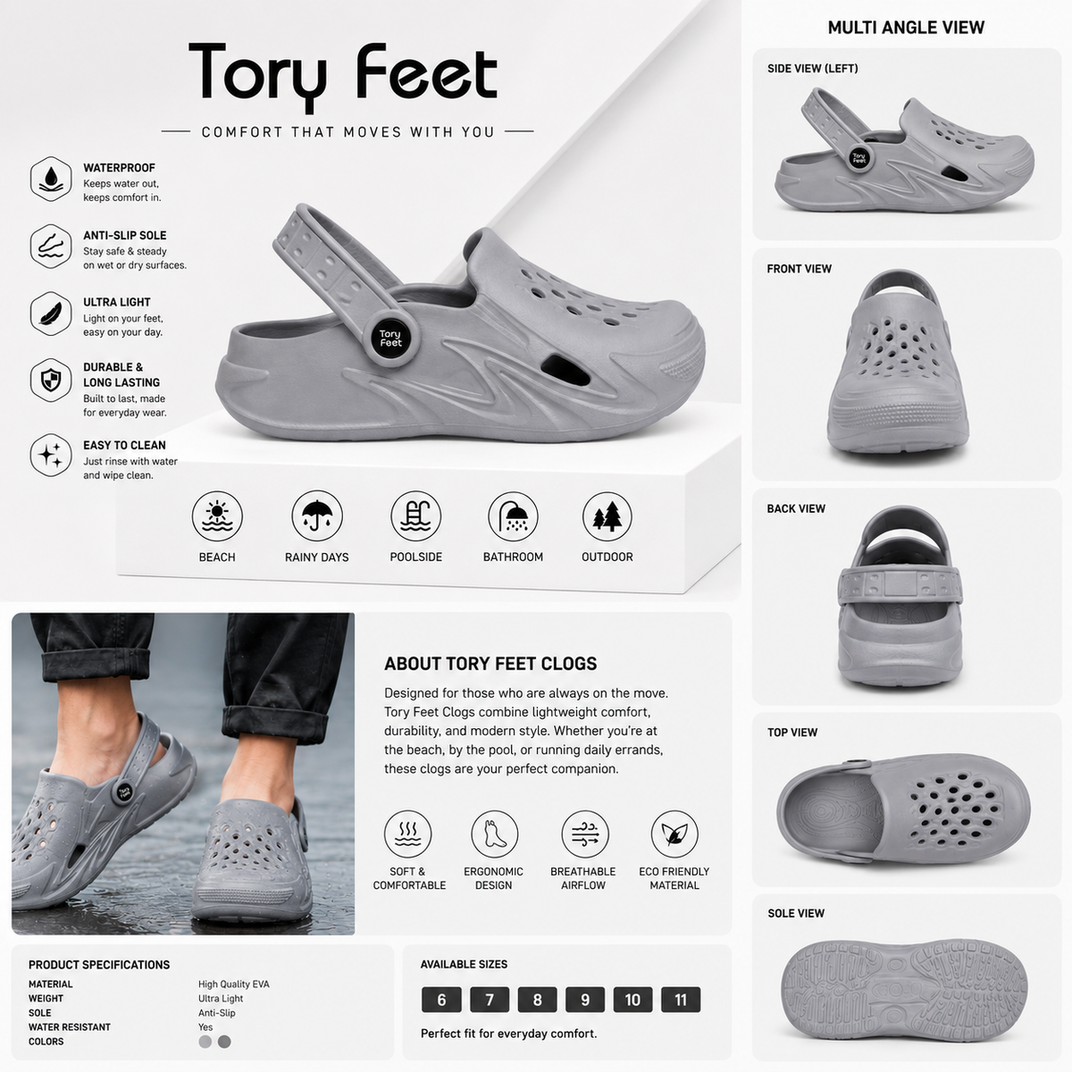 Clog 12806 - Grey