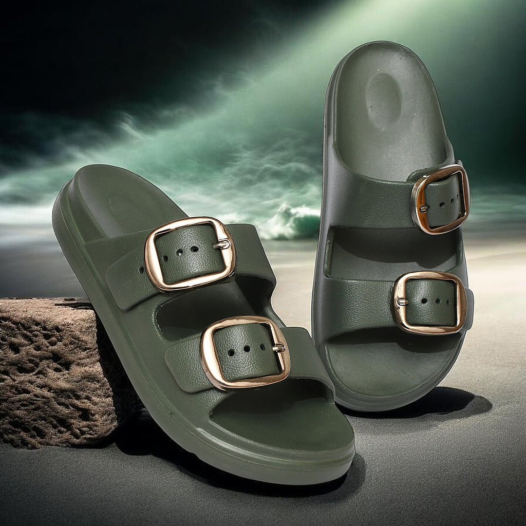 Pearl Block Heels - Green